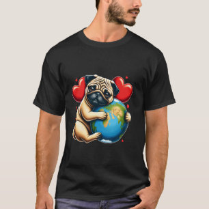 T-shirt Pug Chien Jour de la Terre Câlin Amour Propriétair