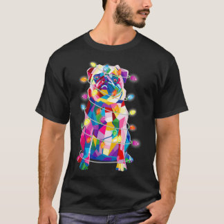 T-shirt Pug Christmas Tree Lights Dog Mom Dad Xmas Pug