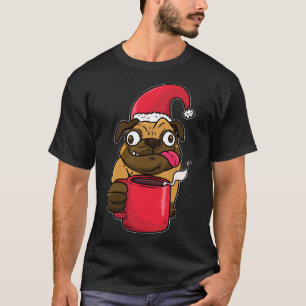 T-shirt Pug de Noël Café de Noël Vin chaud Xmas Sa
