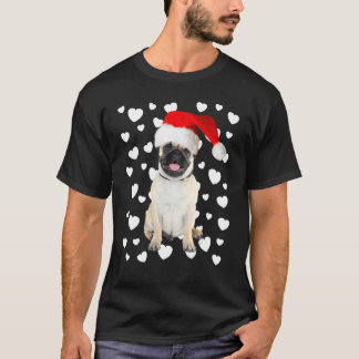 T-shirt Pug de Noël Chapeau de Père Noël Fête Chien Maman