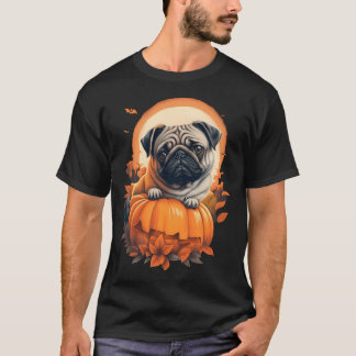 T-shirt Pug d'Halloween dans une citrouille
