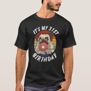 T-shirt Pug et beignet vintage en détresse 31 ans