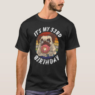 T-shirt Pug et beignet vintage en détresse 53 ans