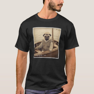 T-shirt Pug mignon pêcheur sur un bateau Humour