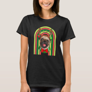 T-shirt Pug Mignon père Noël vacances Xmas Noël renne neig
