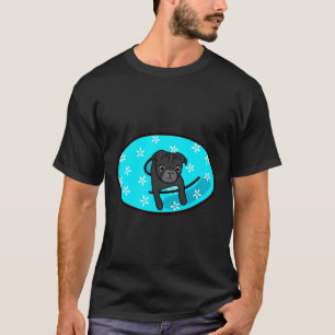 T-shirt Pug noir dans la chambre à air bleue 818