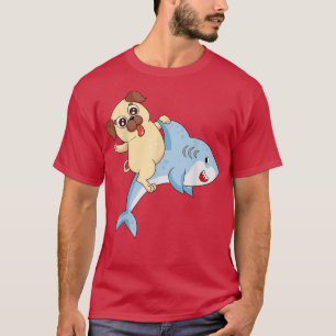 T-shirt Pug Owners Pug Riding Shark Pug Lovers