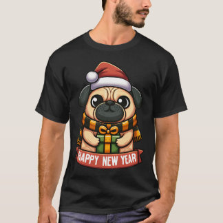 T-shirt Pug présente : Tous mes vœux pour une nouvelle ann