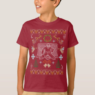 T-shirt Pugilateur de hockey détestable de Noël – Festif H