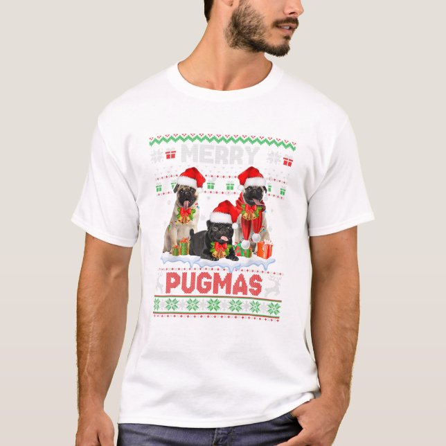 T-shirt Pugmas Noël Carlin laid (Devant)