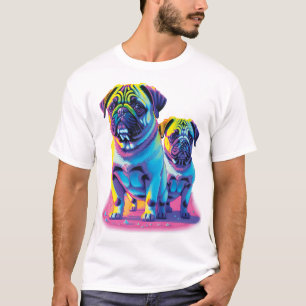 T-shirt Pugs populaires en rose
