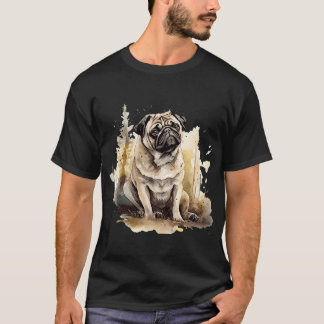 T-shirt Pugtastic : Portrait artistique peint à la main d'