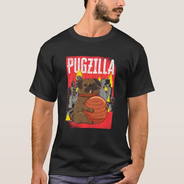 T-shirt Pugzilla Géant Carlin Chien Race Carlins S (Devant)