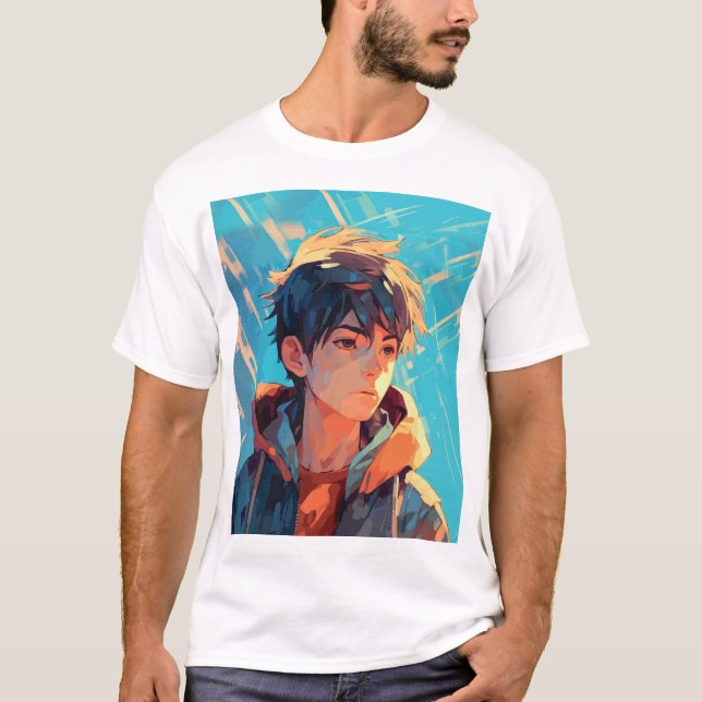 T-shirt Puissance Anime Dynamique : Jeune Homme (Devant)