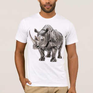 T-shirt Puissant Rhinocéros en Argent Celtique avec Motif
