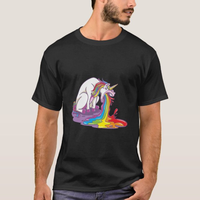 T-shirt Puking Unicorn Arc-en-ciel (Devant)