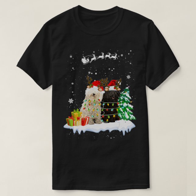 T-shirt Puli Reindeer Xmas Lumière Ornements de Noël Noël  (Design devant)