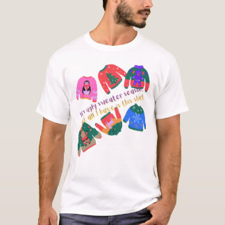 T-shirt pull Ugly Sweater, Graphique de vacances, 