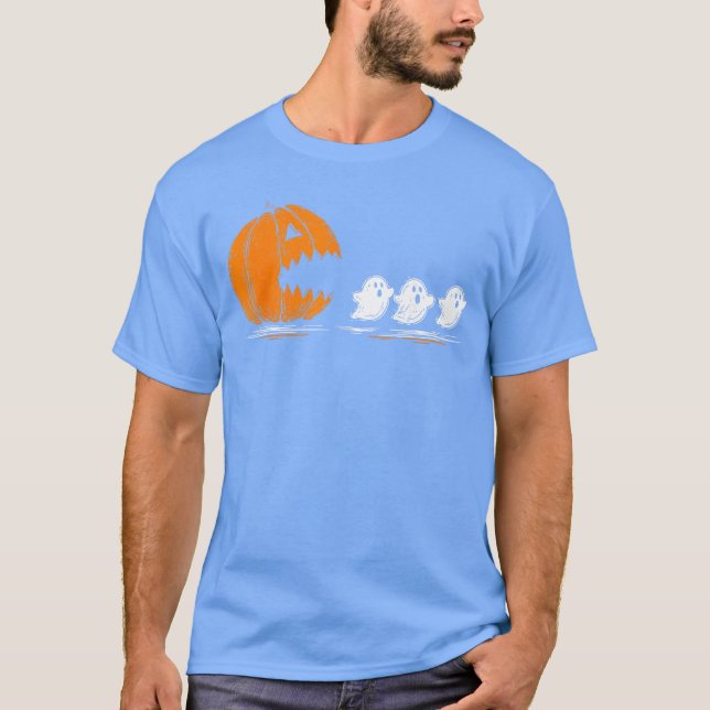 T-shirt Pumpkin Chasing Ghosts Funny Jack o Lantern Hallow (Devant)