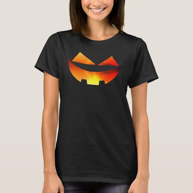 T-shirt Pumpkin Face Halloween Jack O Lantern Easy Costume (Devant)