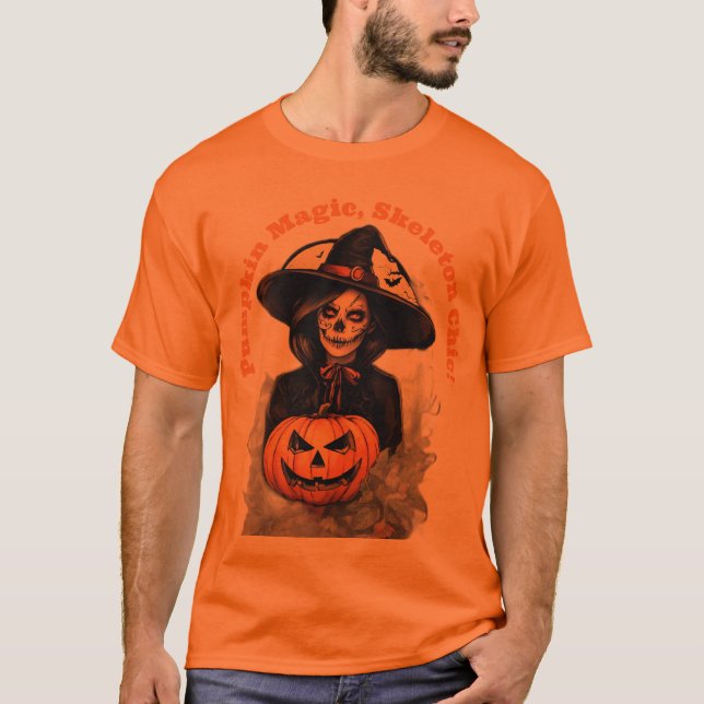 T-shirt Pumpkin Magic, Skeleton Chic – Halloween Witch  (Devant)