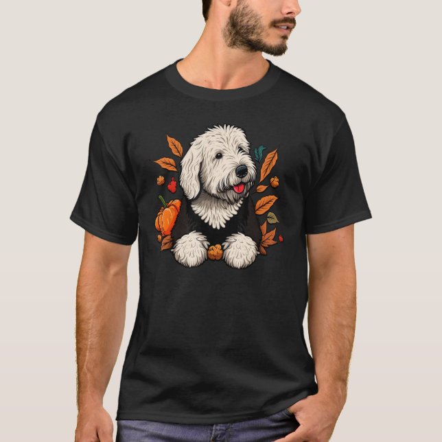 T-shirt Pumpkin Old English Sheepdog costume on Bobtail Ha (Devant)