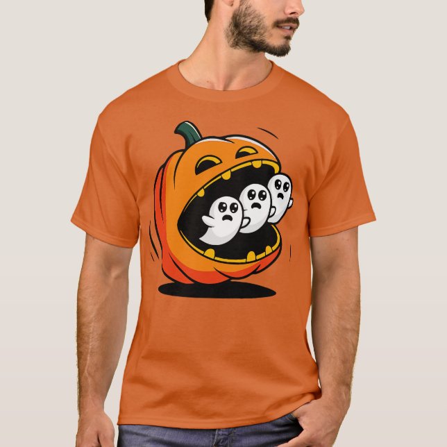 T-shirt Pumpkin PacMan Eating Ghosts (Devant)
