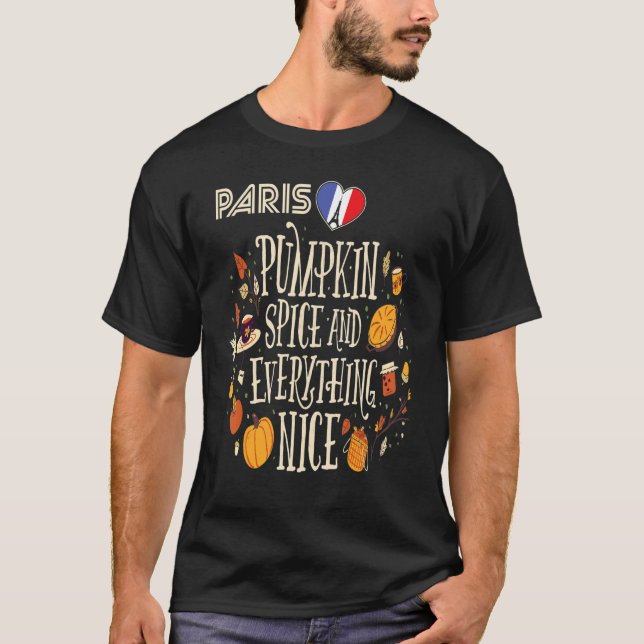 T-shirt Pumpkin Paris Autumn Eiffel Tower Fall in France (Devant)