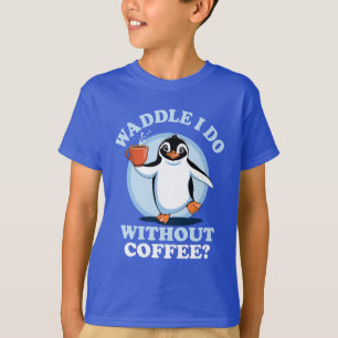 T-shirt Pun de pingouin Je fais sans café