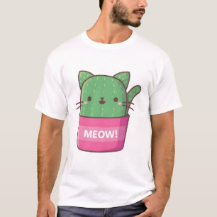 T-shirt Pun de plante de cactus de chat mignon