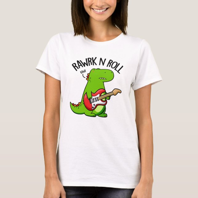 T-shirt Pun Dinosaure Rocker Rawrk Et Roll Drôle (Devant)