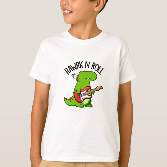 T-shirt Pun Dinosaure Rocker Rawrk Et Roll Drôle (Devant)