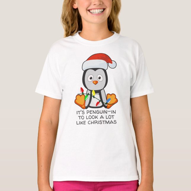 T-shirt Pun Penguin, une chanson de Noël amusante (Devant)