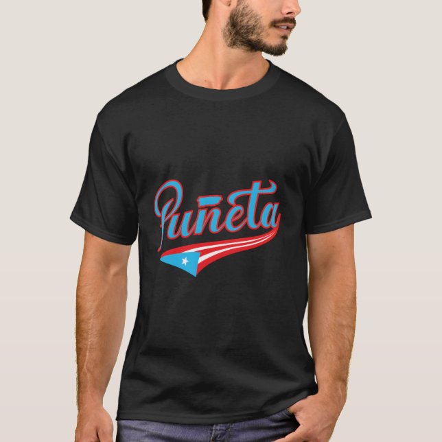 T-shirt Puneta Bandera Porto Rico Drapeau à main (Devant)