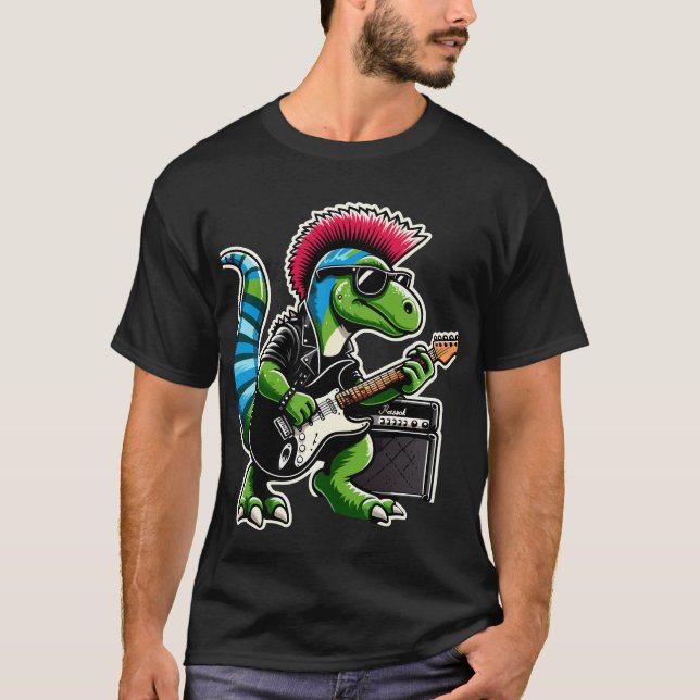 T-shirt Punk Candy Dinosaur Guitare Band (Devant)