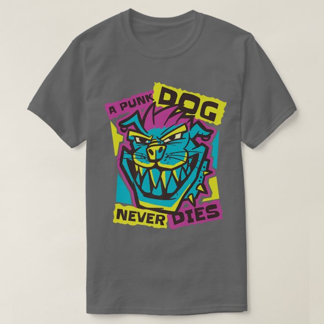 T-shirt Punk Chien ne meurt jamais Metal Rock Chiens Musiq (Design devant)