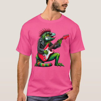 T-shirt Punk Iguana Rock'N Roll Goth Lizard Guitar Awesome