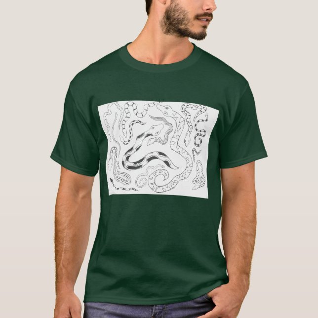 T-shirt Punk Rock Design #18 Snakes on Green (Devant)