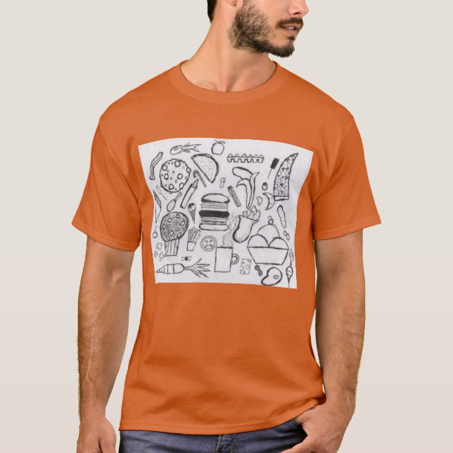 T-shirt Punk Rock Design #7 Nourriture sur Orange Régulier (Devant)