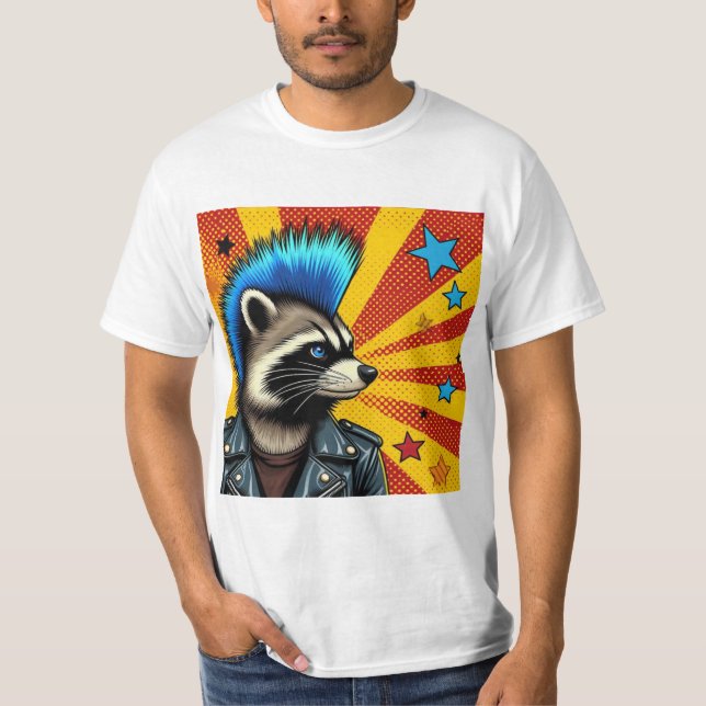 T-SHIRT PUNK ROCK RACCOON 2 (Devant)