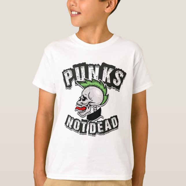 T-shirt Punks pas mort crâne Mohawk Punk Rock Rocker (Devant)