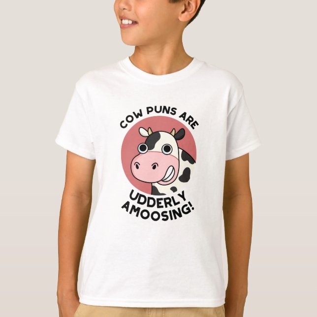 T-shirt Puns de vache Udderly Amoosing Funky Animal Pun (Devant)
