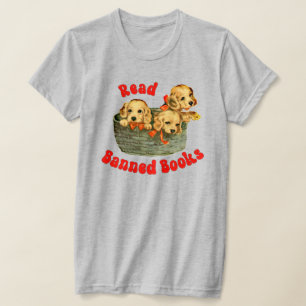 T-shirt Puppies rétro mignonnes - Lire Livres interdits