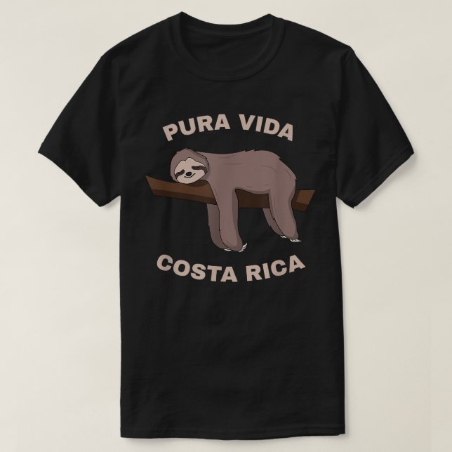 T-shirt Pura Vida Costa Rica - Costa Rica Cool Sloth  (Design devant)