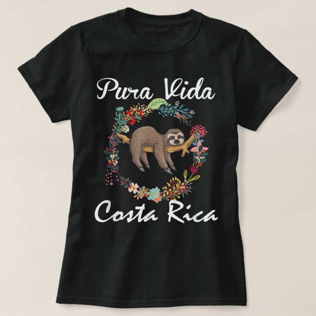 T-shirt Pura Vida Costa Rica Sloth Surf Sleepy Summer V (Design devant)