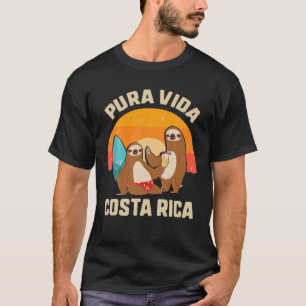 T-shirt Pura Vida Costa Rica Sloth Surf Sleepy Summer V