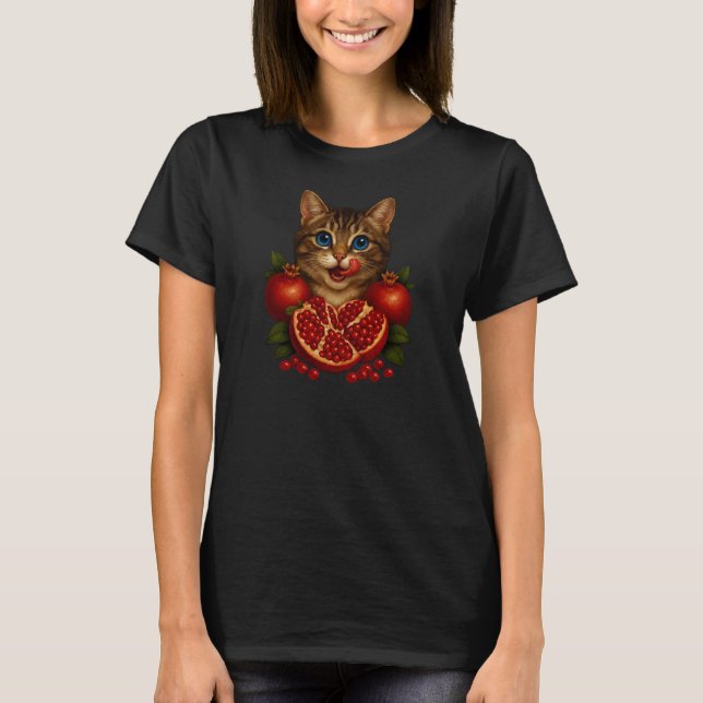 T-shirt Pure Joy Cat with Pomegranates  (Devant)