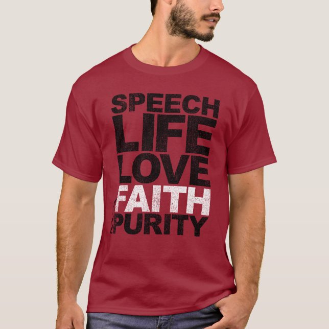 T-shirt Pureté de foi d'amour de la vie de la parole (Devant)