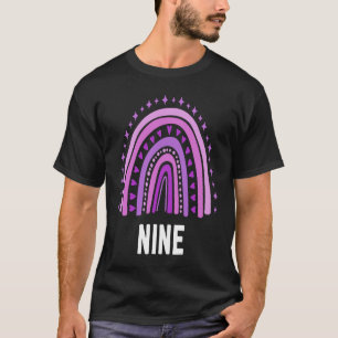 T-shirt Purple Arc-en-ciel Neuf ans 9 Anniversaire 9e anni