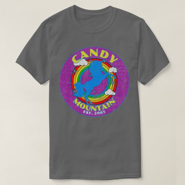 T-shirt Purple Candy Mountain Est 2005 Unicorn Paradise (Design devant)